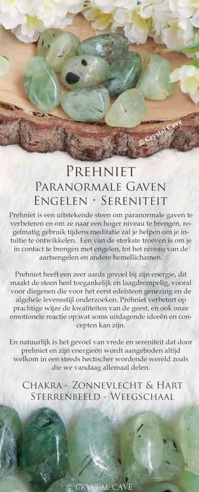 Prehniet edelsteen kaartje - Crystal Cave