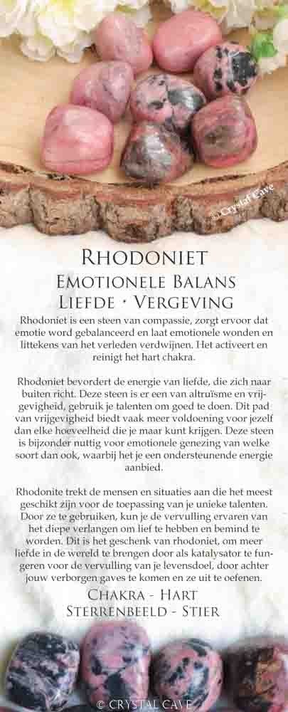 Rhodoniet edelsteen kaartje - Crystal Cave