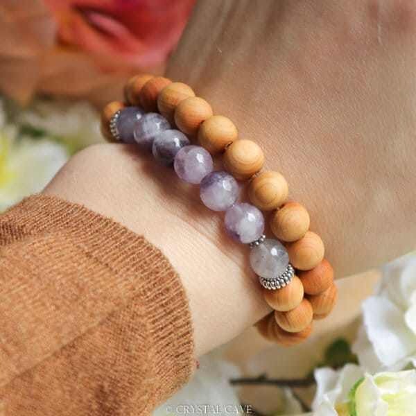 Amethist kwarts armband met hout - Crystal Cave