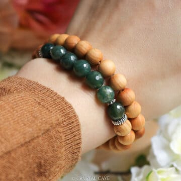 Mosagaat armband met hout - Crystal Cave