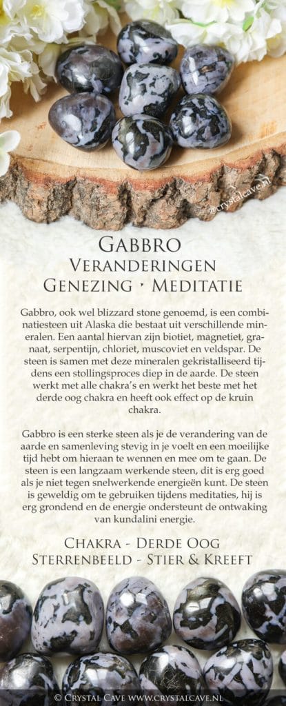 Indigo Gabbro 2 Gabbro edelsteen kaartje - Crystal Cave
