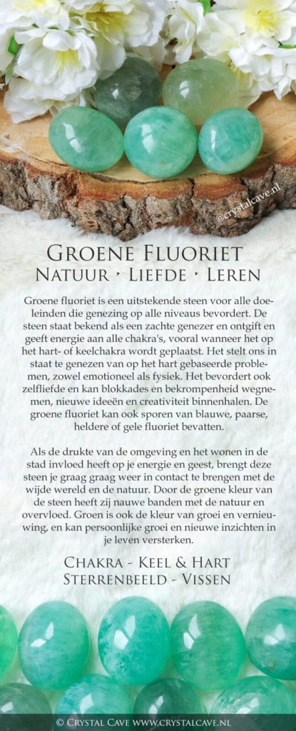 Groene Fluoriet 2 Groene fluoriet edelsteen kaartje - Crystal Cave