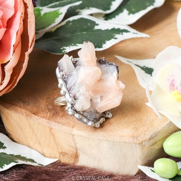 Ruwe stilbiet handgemaakte ring - Crystal Cave