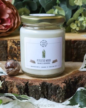 Edelsteen geurkaars versteend hout - Crystal Cave