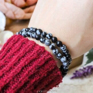Sneeuwvlok obsidiaan 6mm armband - Crystal Cave