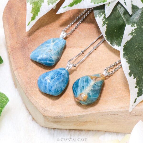 Blauwe apatiet ketting zilver - Crystal Cave