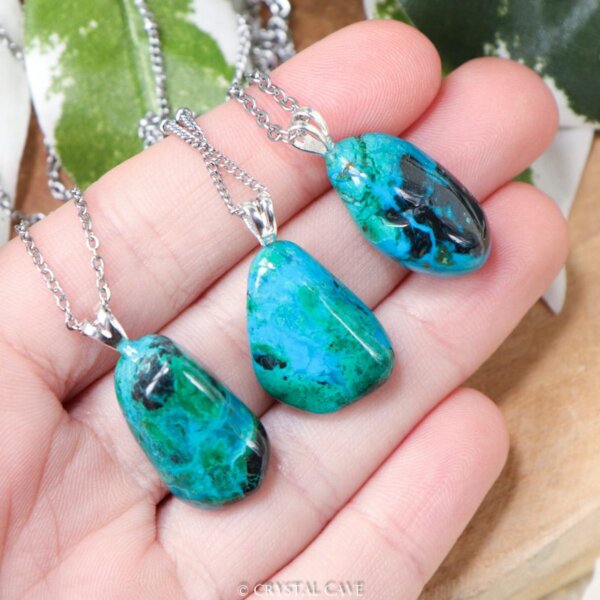 Chrysocolla hanger zilver - Crystal Cave