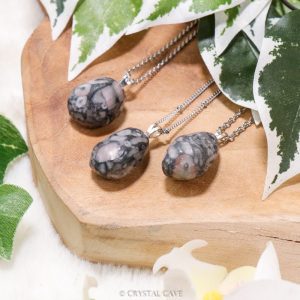 Fossiele zeelelie ketting zilver - Crystal Cave