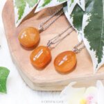 Gele agaat ketting zilver - Crystal Cave