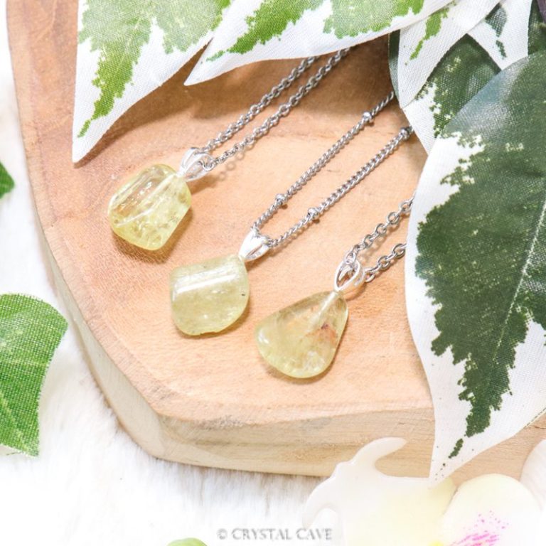 Gele apatiet ketting zilver - Crystal Cave