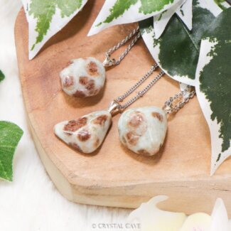 Hessoniet in wollastoniet ketting zilver - Crystal Cave