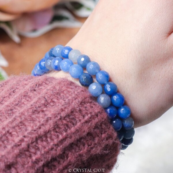 Blauwe aventurijn 6mm facet armband - Crystal Cave