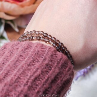 Rookkwarts 4mm facet armband - Crystal Cave