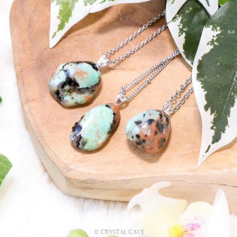 Amazoniet met veldspaat ketting zilver - Crystal Cave