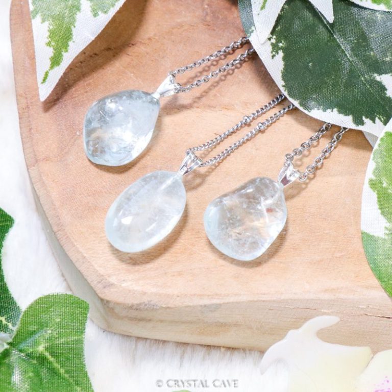 Blauwe topaas ketting zilver - Crystal Cave