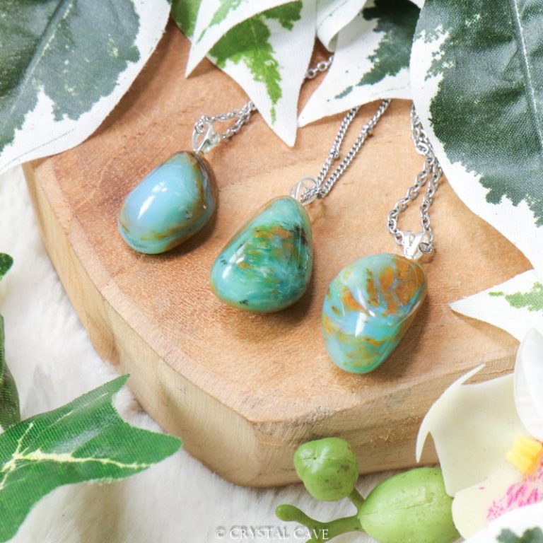Blauwe opaal ketting zilver - Crystal Cave