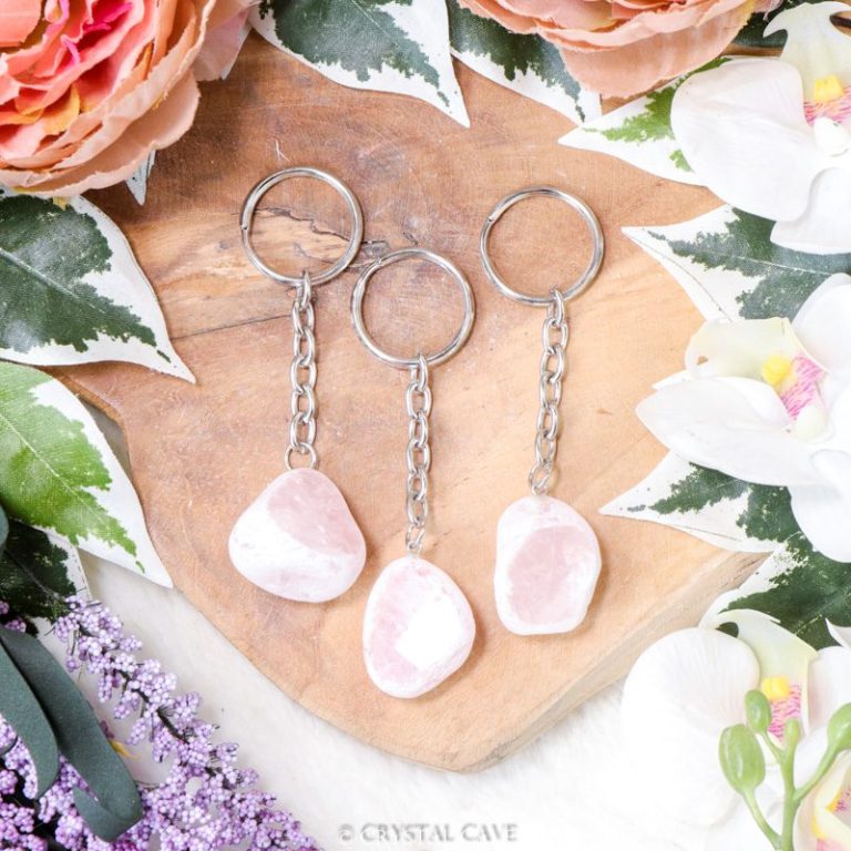 Rozenkwarts ema egg sleutelhanger - Crystal Cave