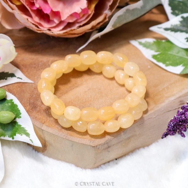 Gele calciet knuffelsteen armband - Crystal Cave
