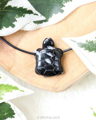 Sneeuwvlok obsidiaan schildpad krachtdier hanger - Crystal Cave