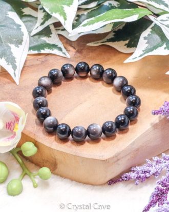 Zilver obsidiaan natuursteen armband - Crystal Cave