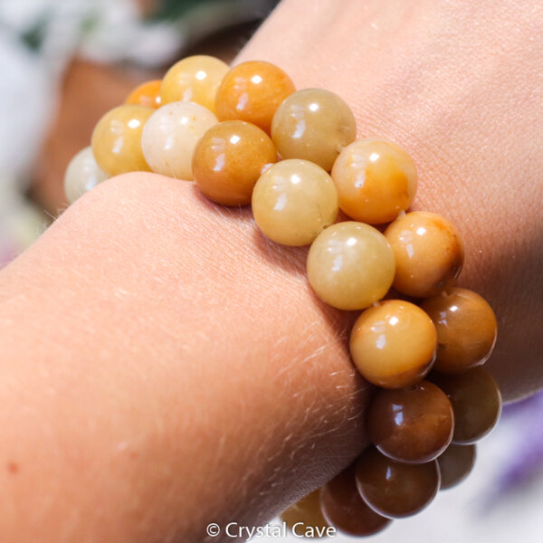 Gele aventurijn 12mm armband - Crystal Cave
