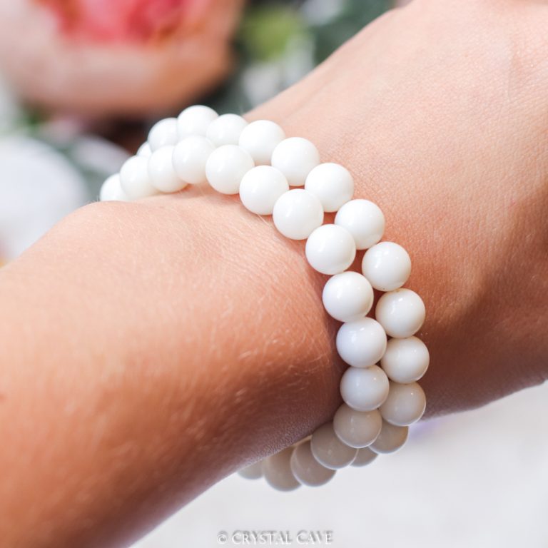 Witte jade 8mm armband - Crystal Cave