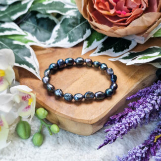 Zwarte parel barock armband - Crystal Cave