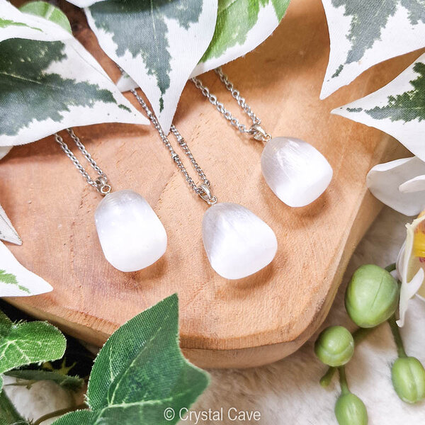 seleniet edelsteen ketting